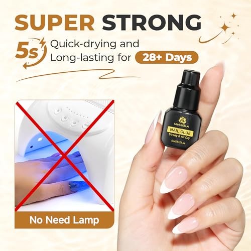 UNA GELLA Quick Drying Super Nail Glue for Press On Nails, Acrylic Nails & Nail