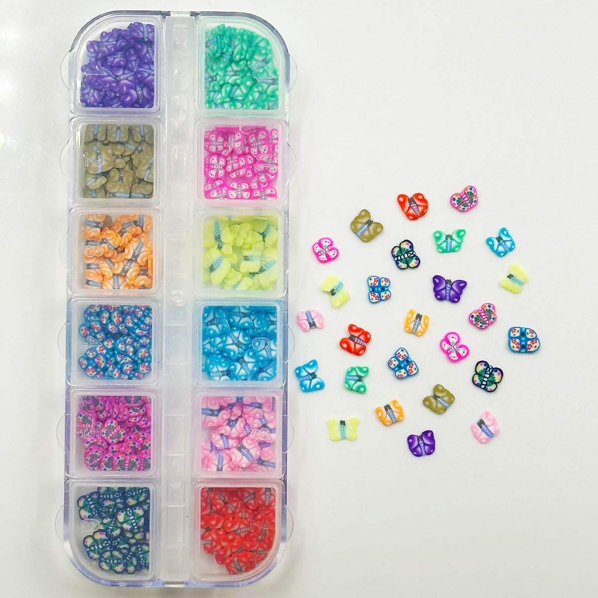 3 Boxes Flower Butterfly Nail Art Slices, 3D Polymer Clay Mini Slices Resin M…