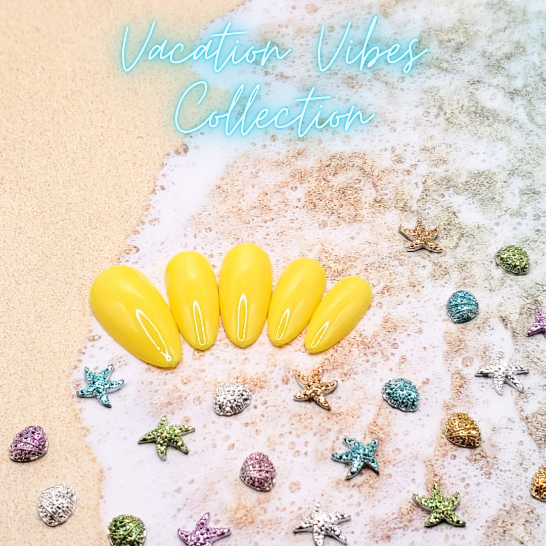 #432 Bright Yellow Press On Nails | Handmade | Hard Gel Glue On Nails
