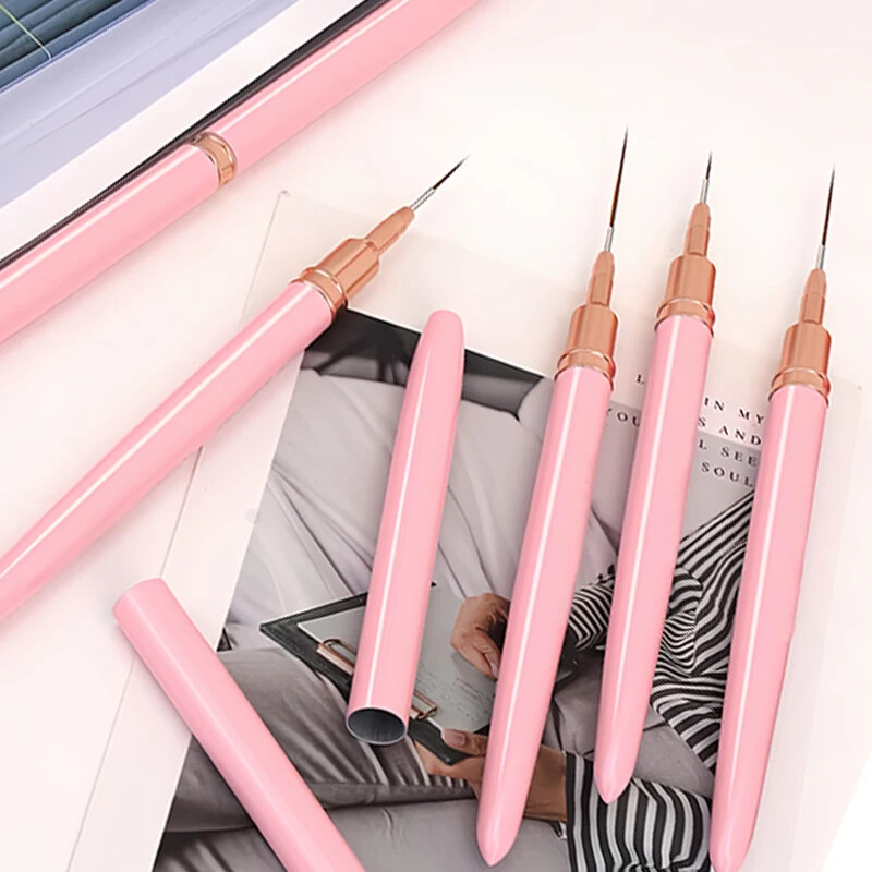 New 7/9/11/15/25mm Nail Liner Brush Set Drawing Lines Stripe Painting Flower Pen