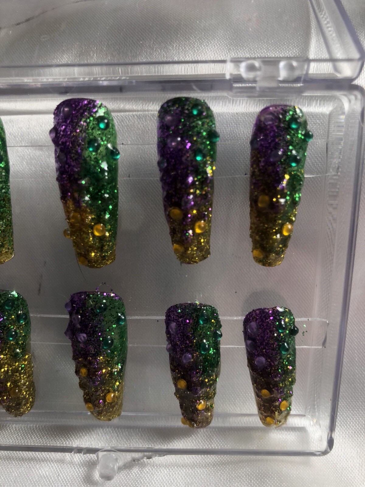Z NAILZ! Z CLAWZ! Purple/Green/Gold MARDI GRAS Alligator Textured Press On Nails