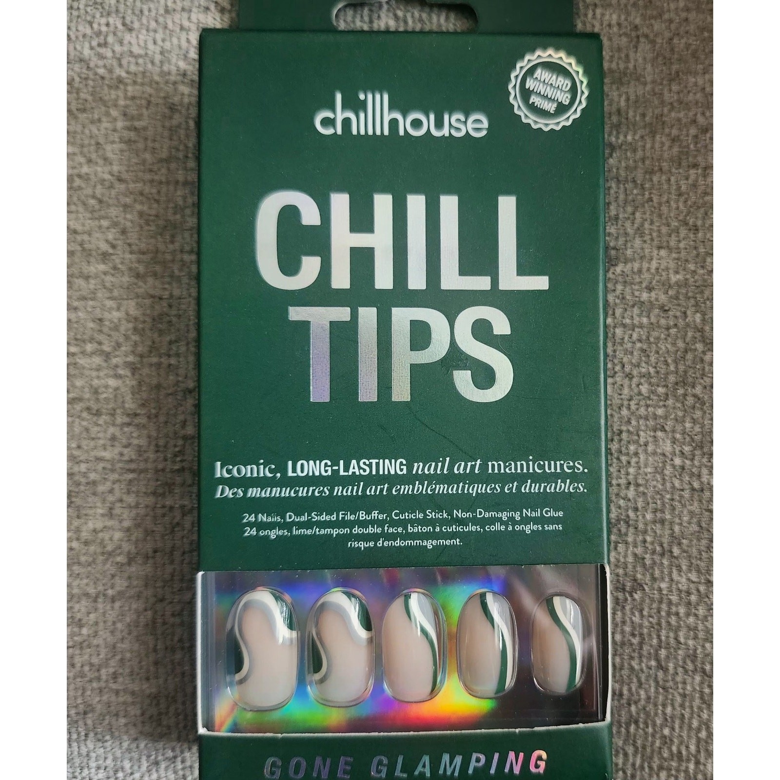 Chillhouse Chill Tips Gone Glamping 24 Press On Nails With Manicure Kit New Box