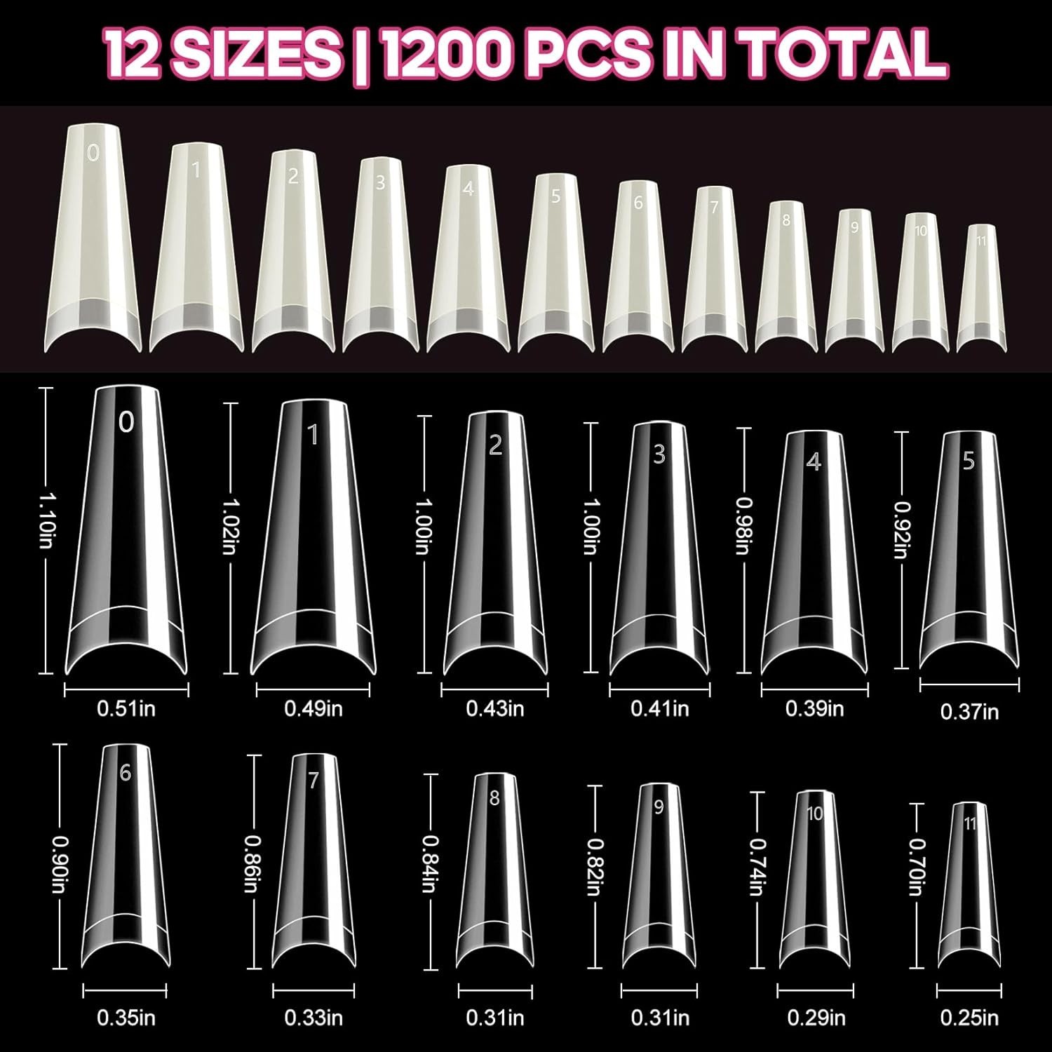 Professional Quality 1200PCS Half Cover Coffin Nail Tips for Beautiful Nails
