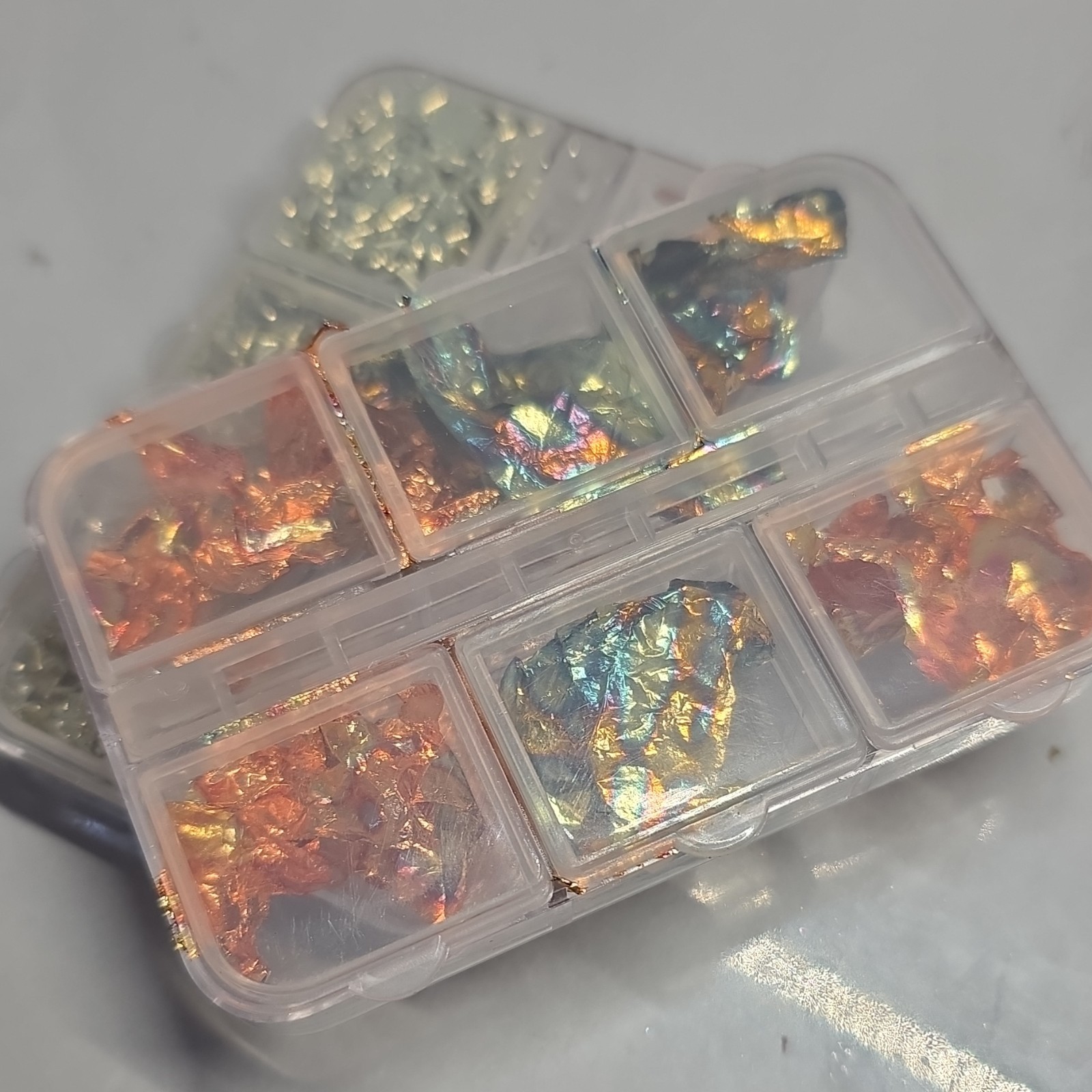 2 Multicolor Sparkle Foil Flakes Irregular Shape for Nail Art Acrylics Gels Set