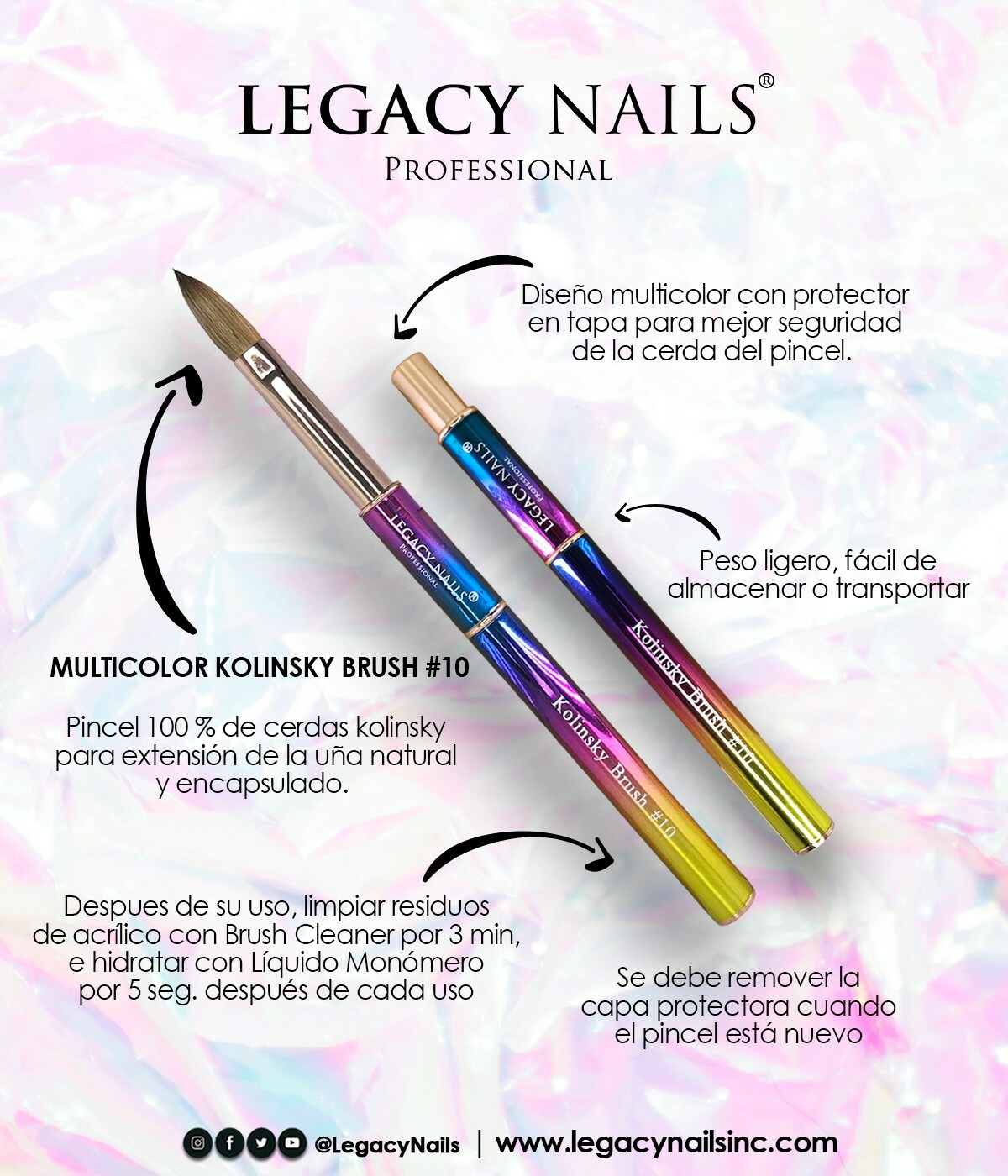Kolinsky Brush Multicolor #8 | Legacy Nails