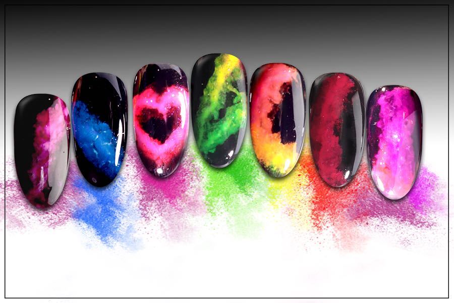 SMOKE POWDER Smoky Effect Nail Powder 15 Colours Neon RAINBOW Dust Manicure