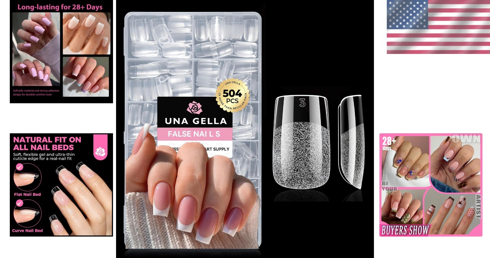 Short Square Gel Nail Tips, 504PCS Full Coverage – Perfect for Home Salons