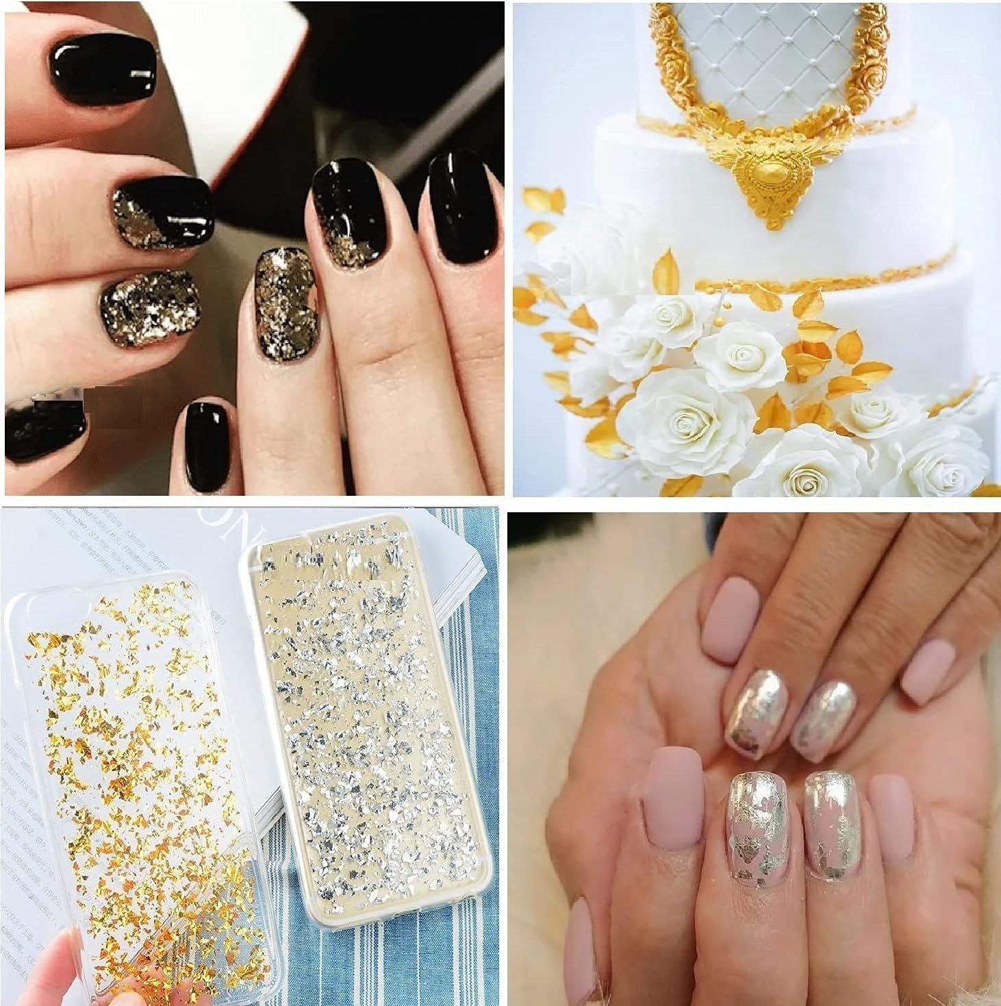 Gold Leaf Flakes,Gold Foil Flakes for Resin，10g Metallic Foil Flakes，for Nail…