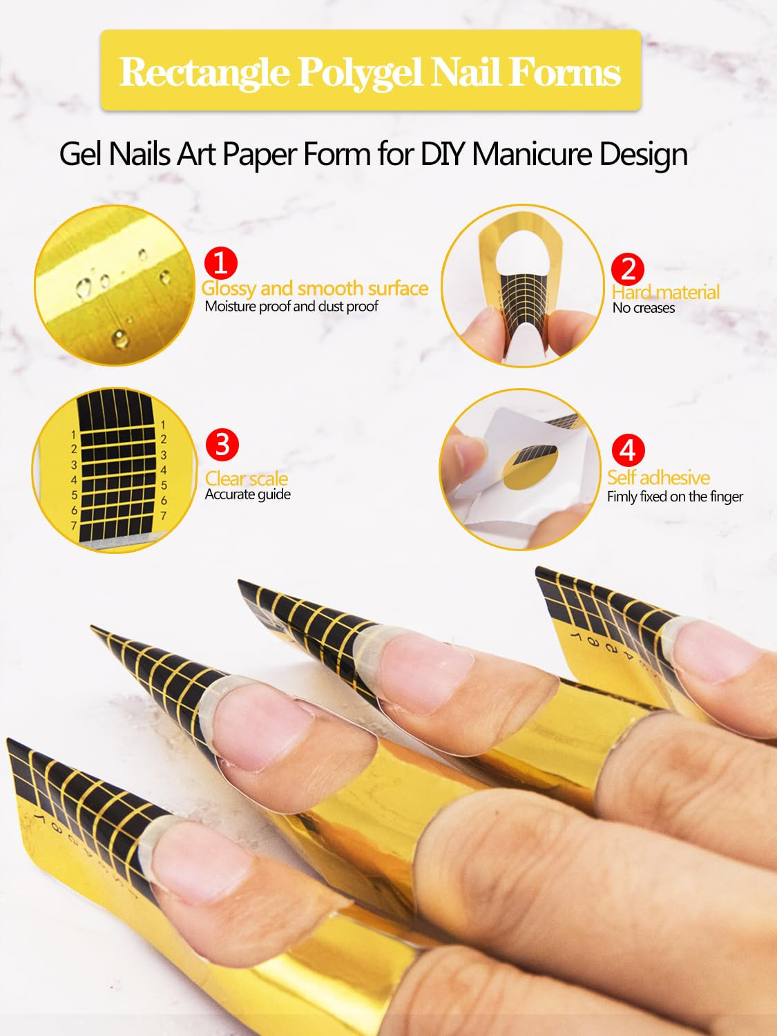 200 PCS Nail Forms for Acrylic Nails, Rectangle Acrylic Nail Forms, Nail