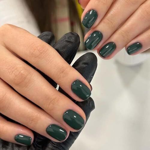 Dark Green Press on Nails Christmas Fake Nails 1 Fl Oz (Pack of 24) style-17