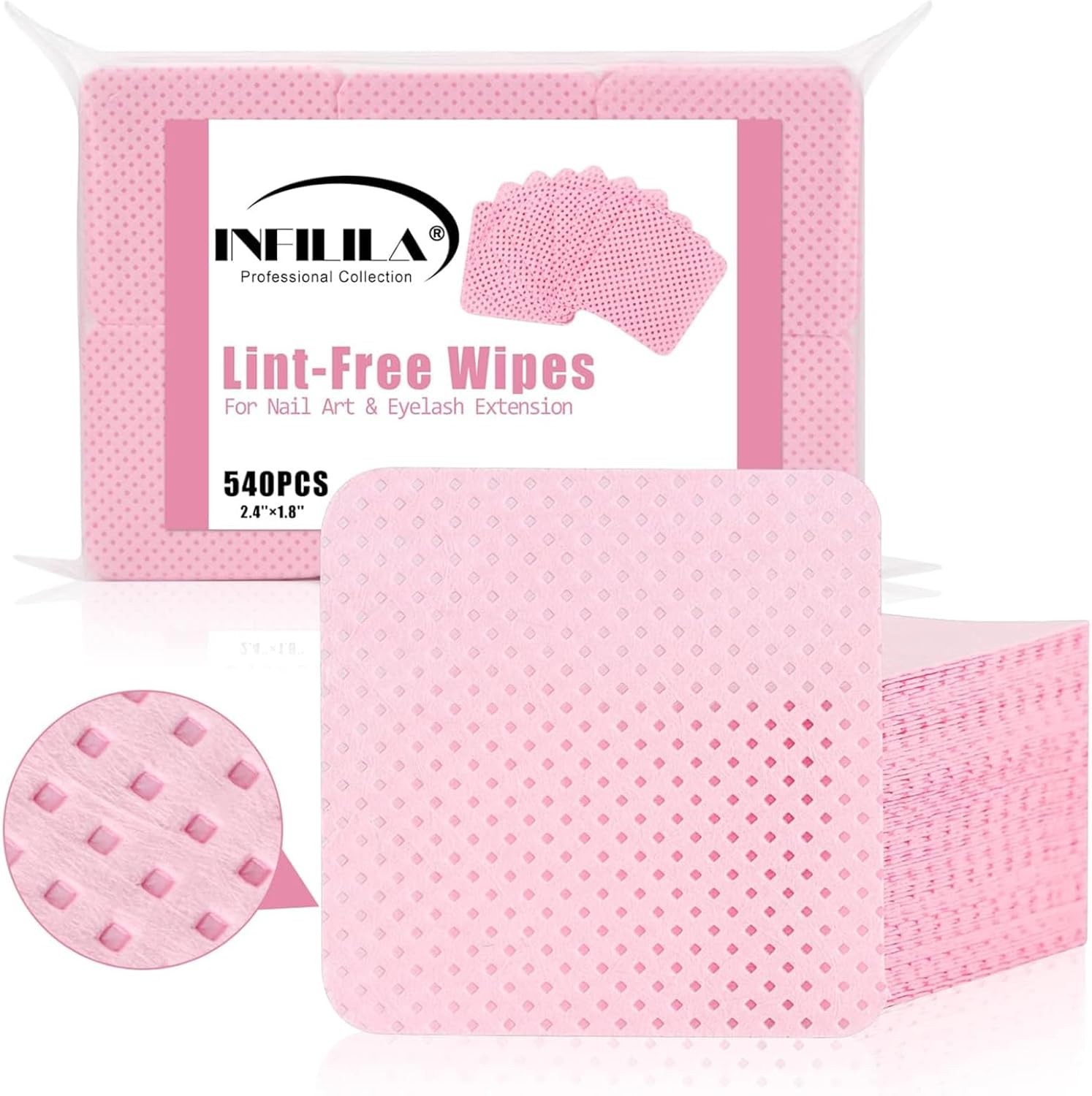 Lint Nail Wipes, 540PCS Non-Woven Fabric Dry Nail Prep Wipes, Absorbent Acetone
