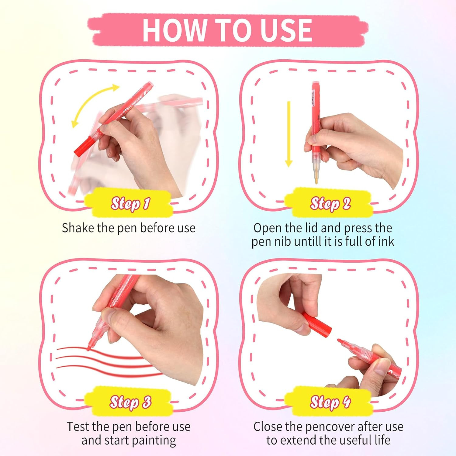Nail Art Pens for Painting Nails,12 Colors Nail Polish Pens Quick Dry,3D Acrylic