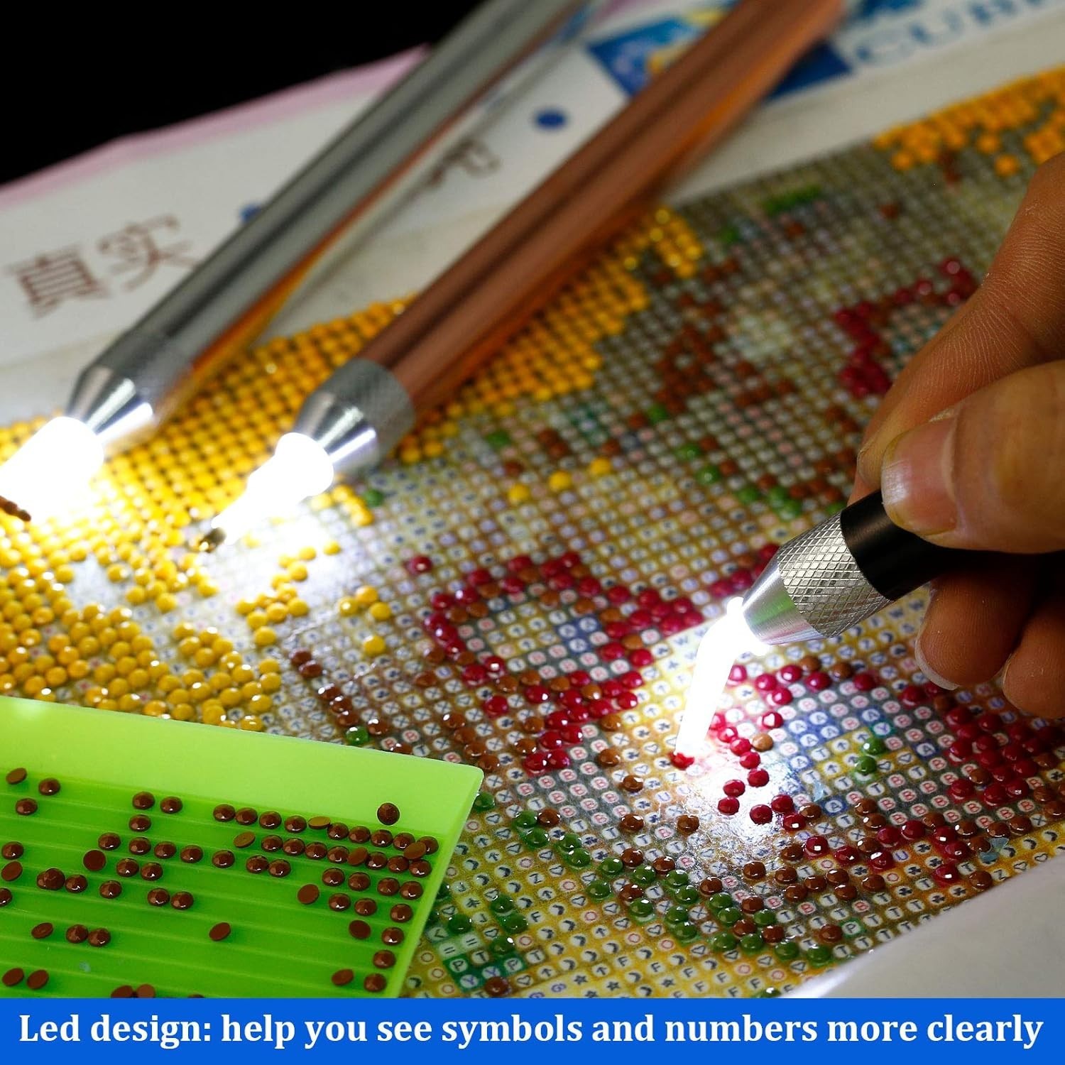 Versatile LED Craft Pens with 15 Replacement Tips for Diamond Painting & Nails