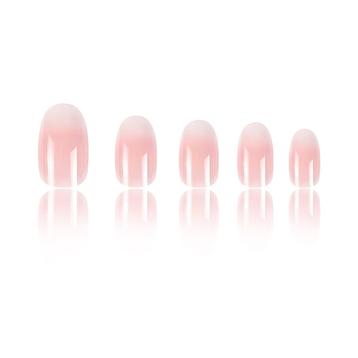 Gradient Press on Nails Medium Nude Pink Fake Nails Complete Set of Acrylic N…