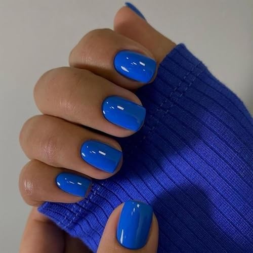 Nails Square Press – Dark Blue Glossy – Full Cover – Style8