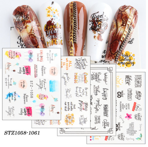 Nail Art Sticker Water Decals Transfer Art Word Alphabet Letters NS8