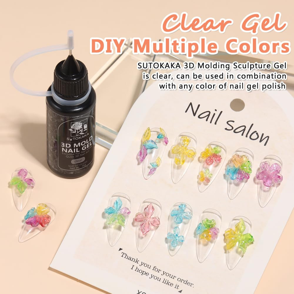 3D Clear Sculpting Gel for Nail Art – Quick Molding Gel for DIY Manicure