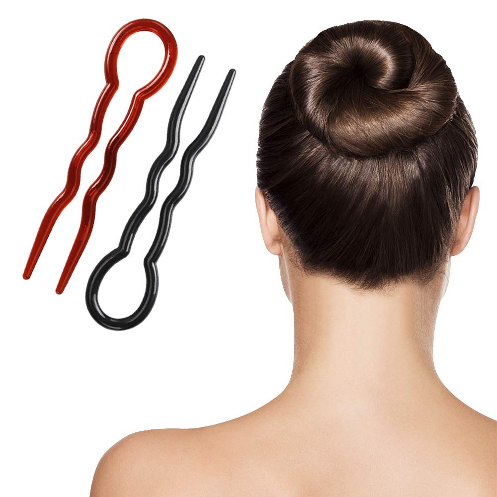 40 Pcs Plastic U Shaped Hair Pins Grip Fast Spiral Braid Brown