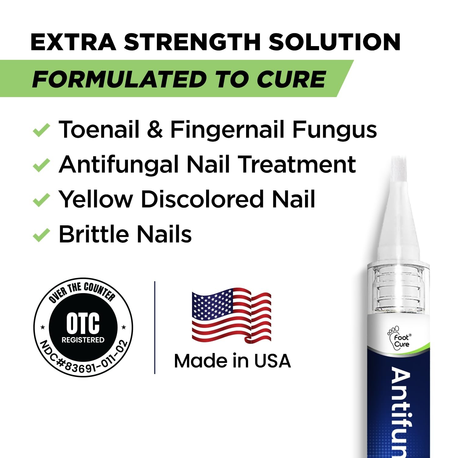 Footcure Antifungal Nail Treatment Pen – Extra 0.1 Fl Oz (Pack of 2), White
