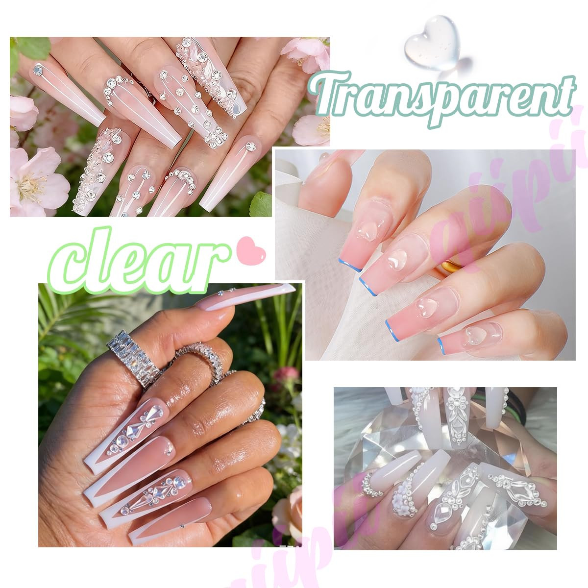 2052Pcs Transparent Clear Nail Rhinestones K9 Glass Rhinestones for Nails 72 Mul