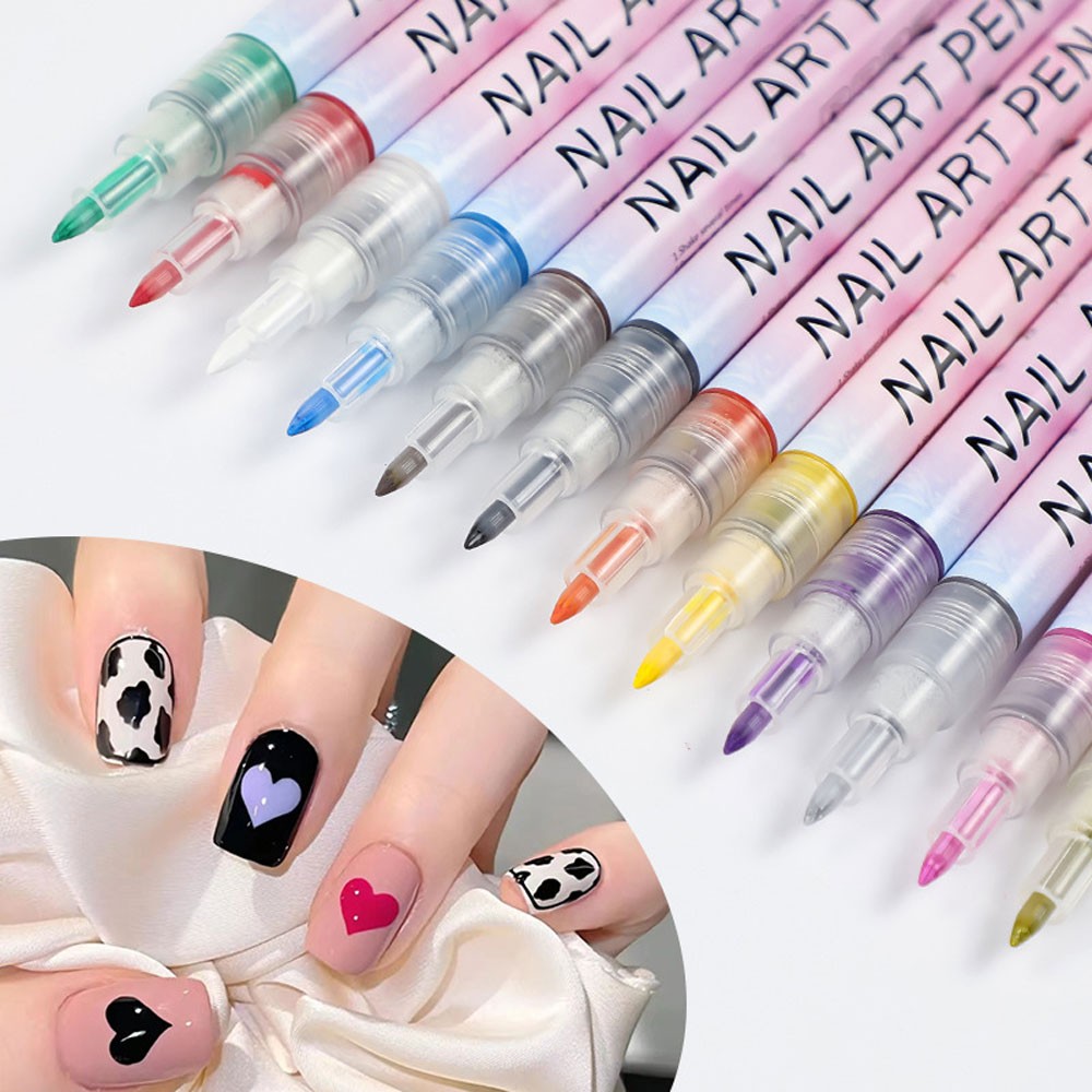 Colourful Waterproof Nail Art Graffiti Pen DIY 3D Nail Art Drawing-Pen 12Pcs/Set