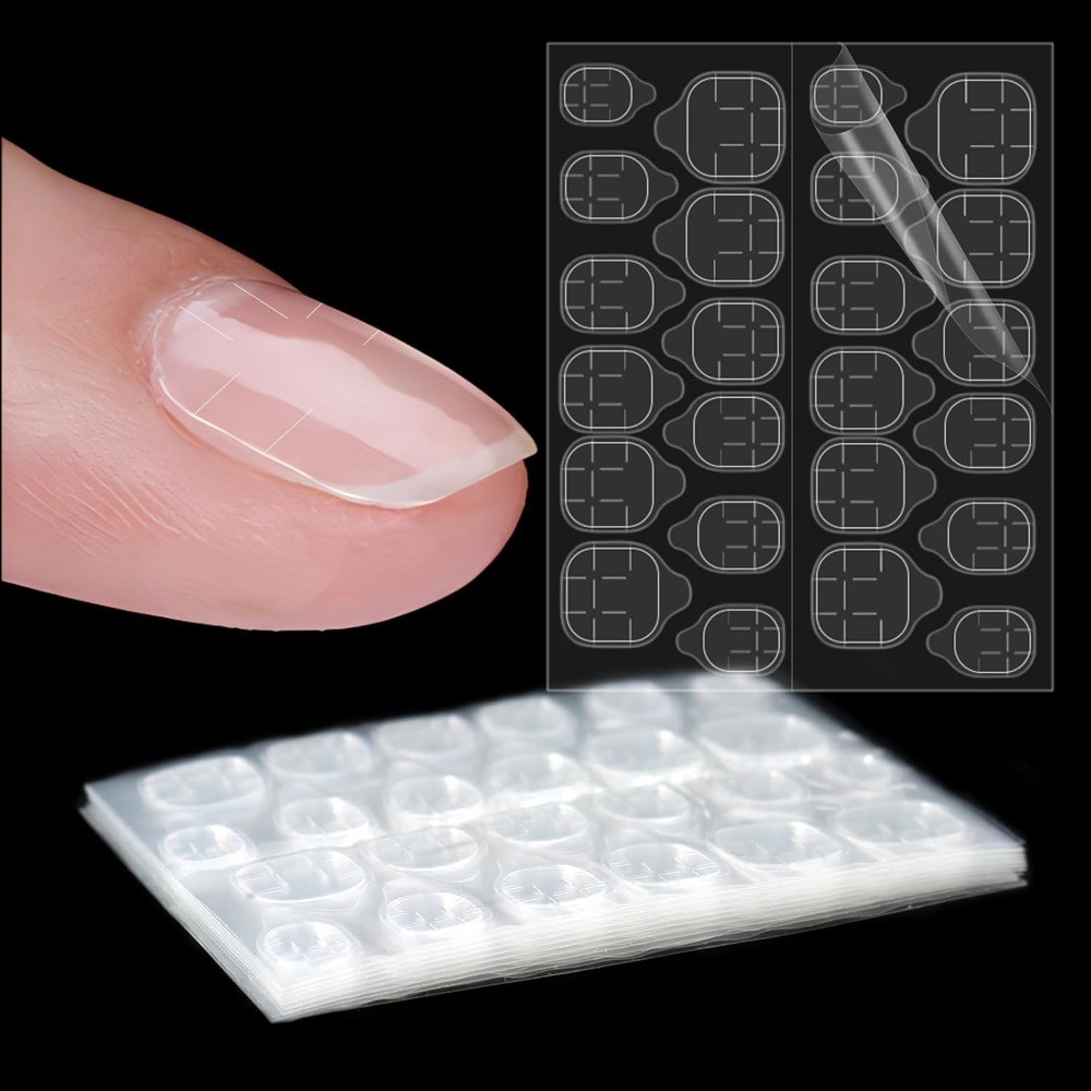 Ultra-Thin Clear Nail Adhesive Tabs 240Pcs 10 Sheets 12 Sizes Waterproof Fake