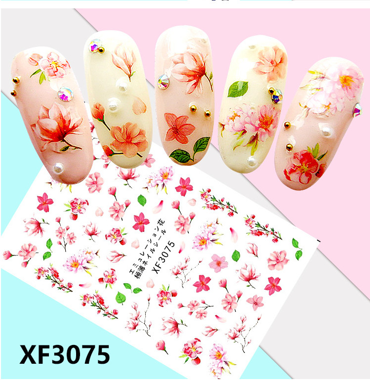 Nail Art Stickers Decals 12Pcs Flower Fruit Ladybirds Owl Cat Self-Adhesive NS34