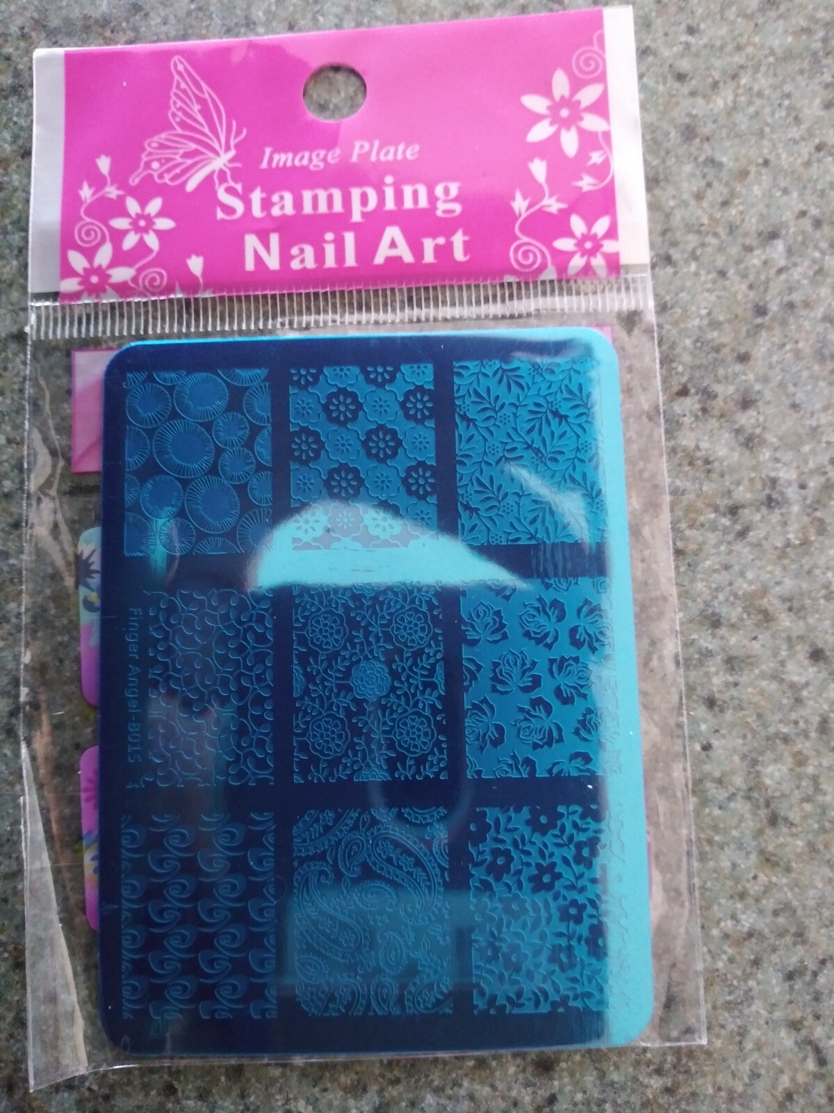 Nail Stamping Plate With Pink Stamper And Scraper