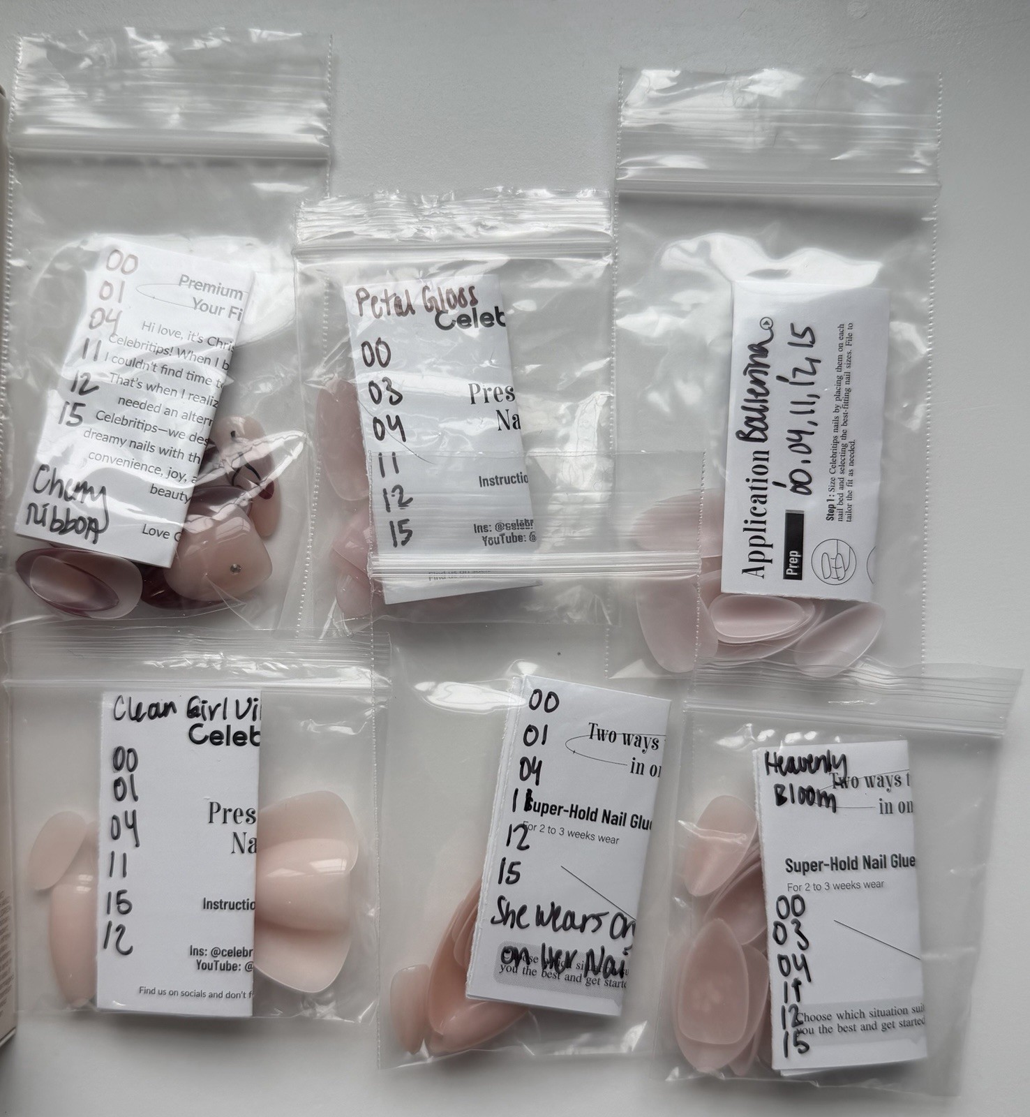 8 full sets Celebritips press on nails, glue, remover, partials