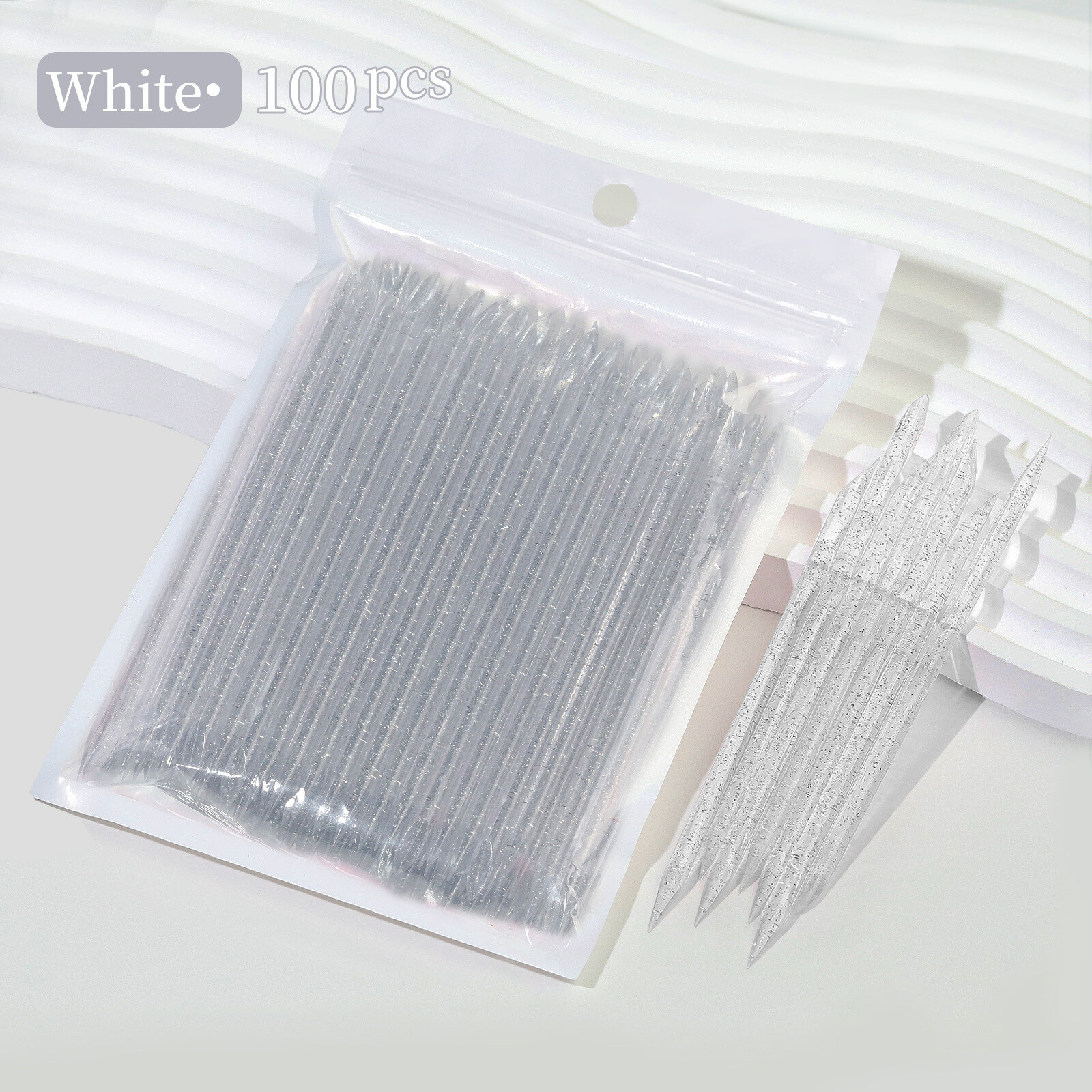 100Pcs Reusable Nail Crystal Orange Stick Double Sided Nail Art Care Pusher