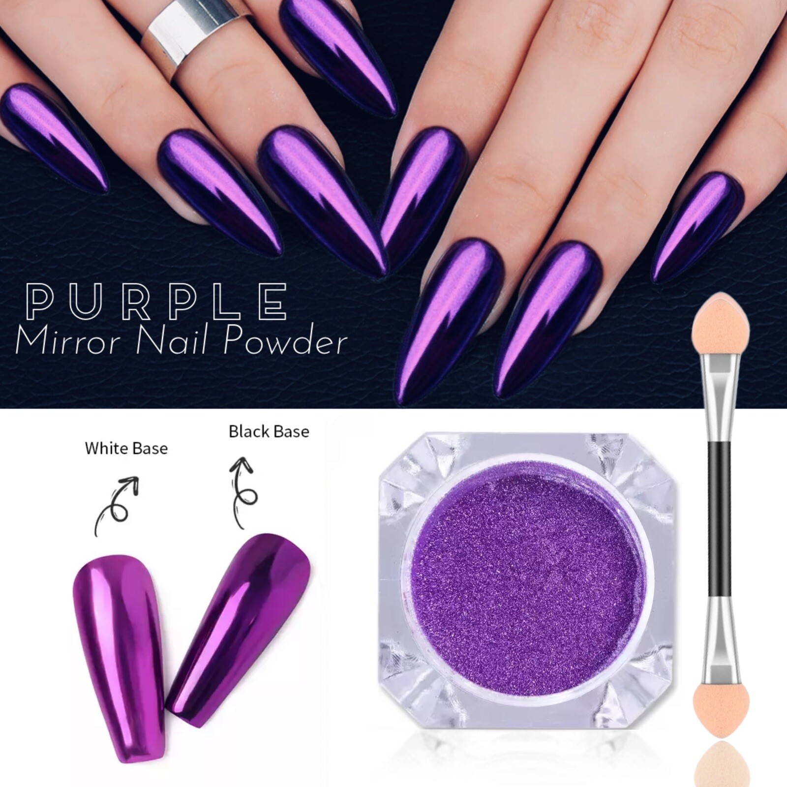 Purple Nail Mirror Powder Platinum Chrome Effect Shining Pigment Metallic UK