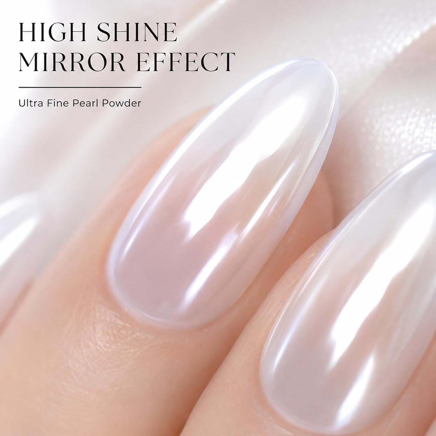 White Pearl Mirror Effect Nail Powder – Luxurious Iridescent Shine for Gel Nails