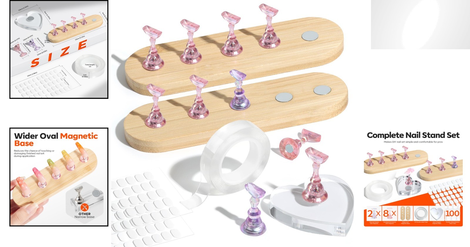 Nail Art Stand Set with Magnetic Holders & Versatile Adhesive Options