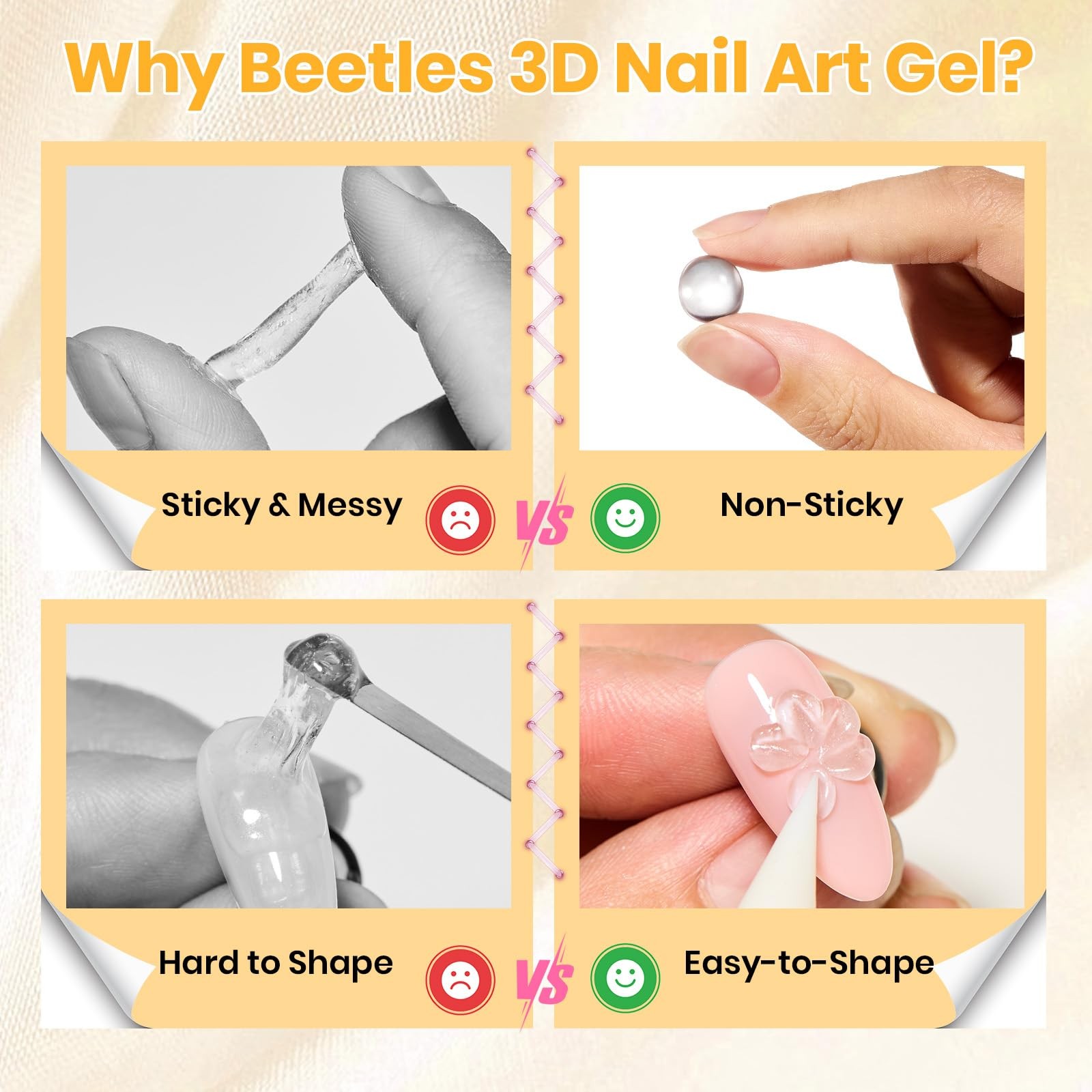 Beetles 3D Solid Builder Nail Gel Kit,2 0-2- 2 Pcs Clear Gels