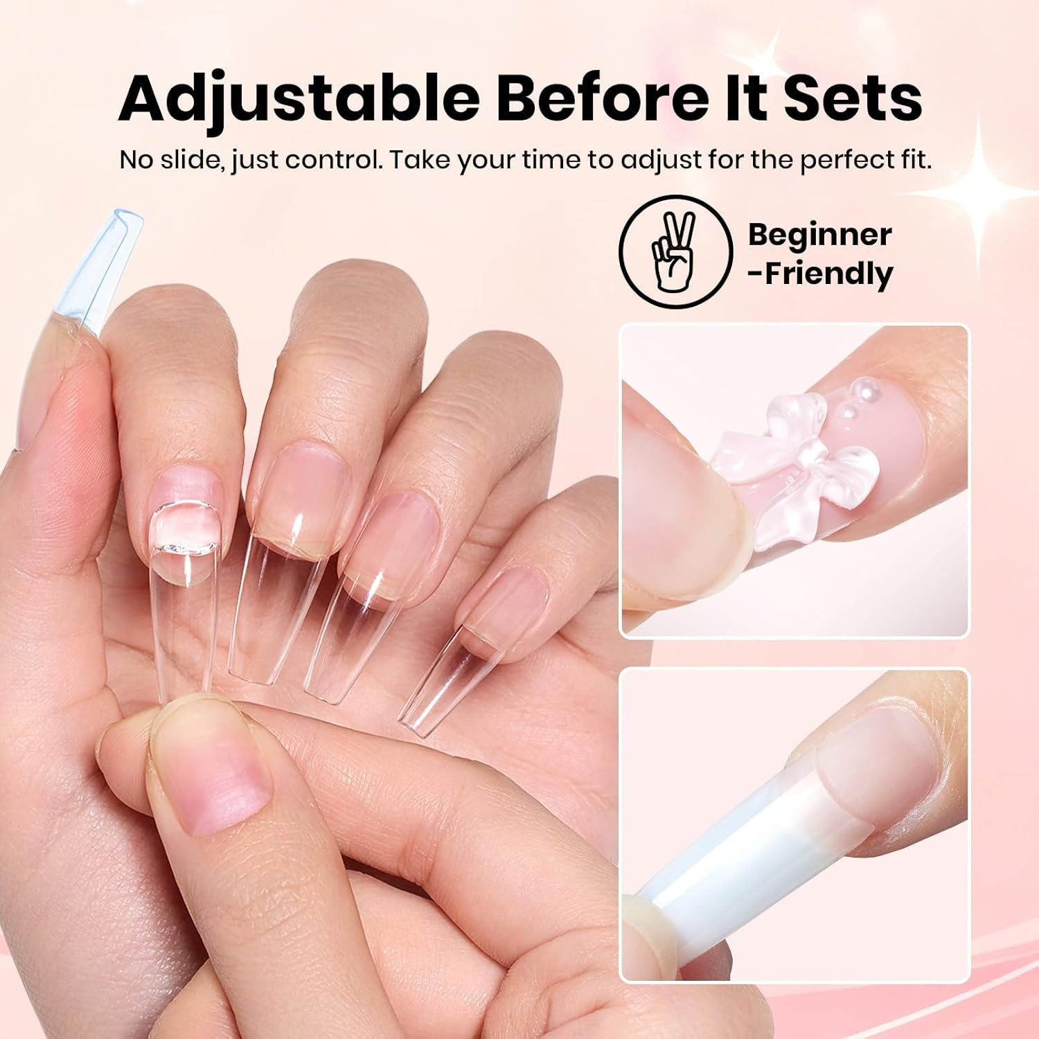 Beetles Super Strong Nail Glue for Press on Nails, No UV Light Needed, 2Pcs 10G