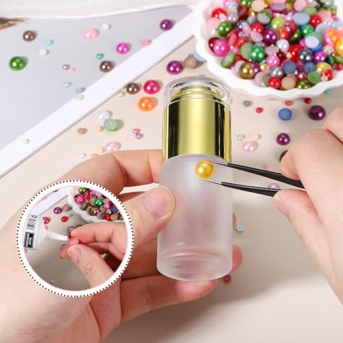 400 Pcs Half Round Pearls Beads, 10mm ABS Flatback Rhinestones Pearls for Gold
