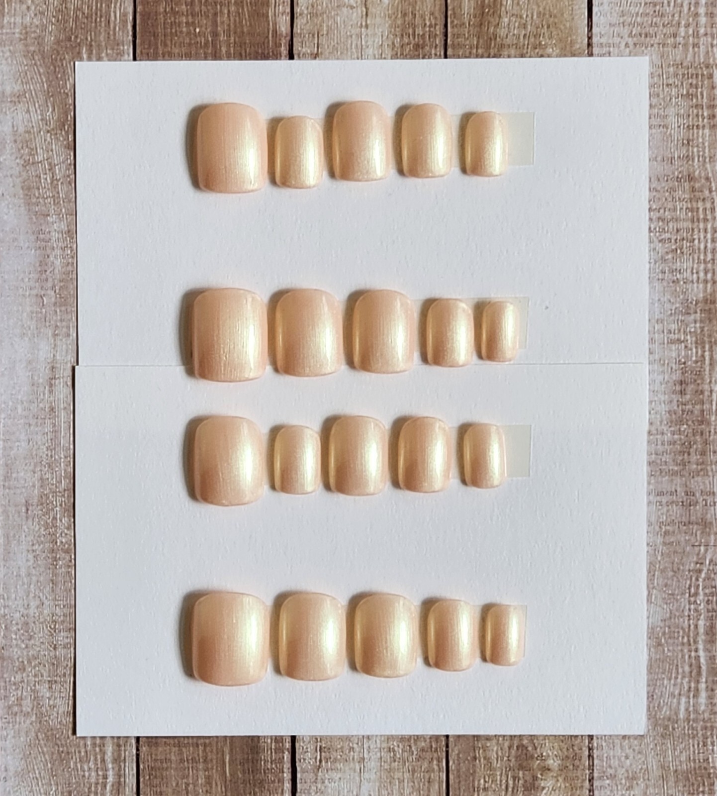 Custom Press On Gel Nails Handmade Peach Pearlescent Square Short 20 Tips