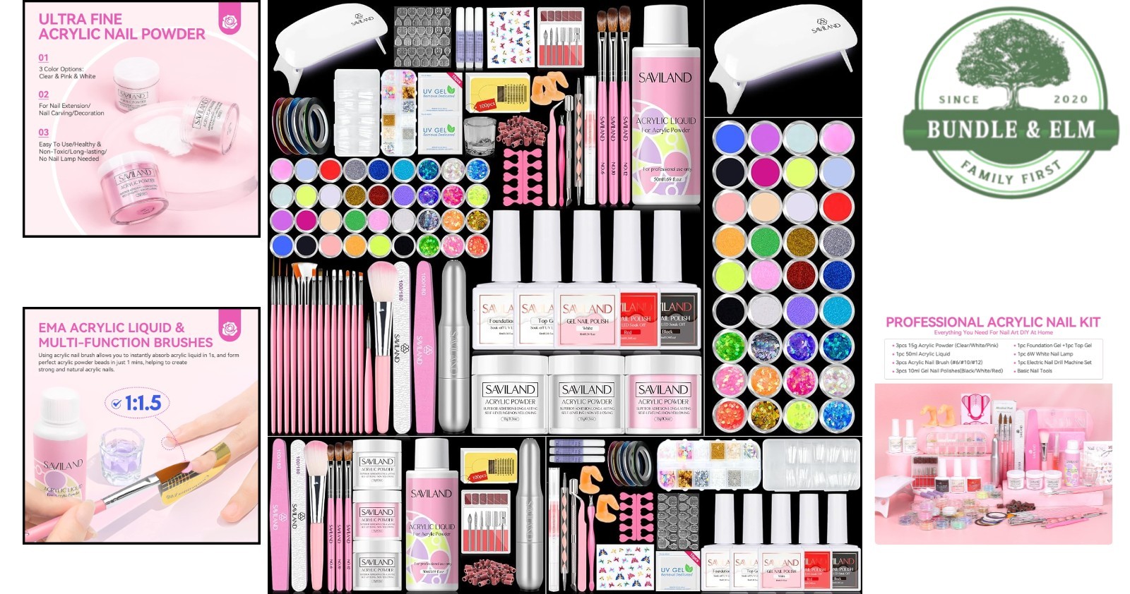 Saviland Acrylic Nail Kit: Complete Drill, UV Light & Tools for Home Nail Art