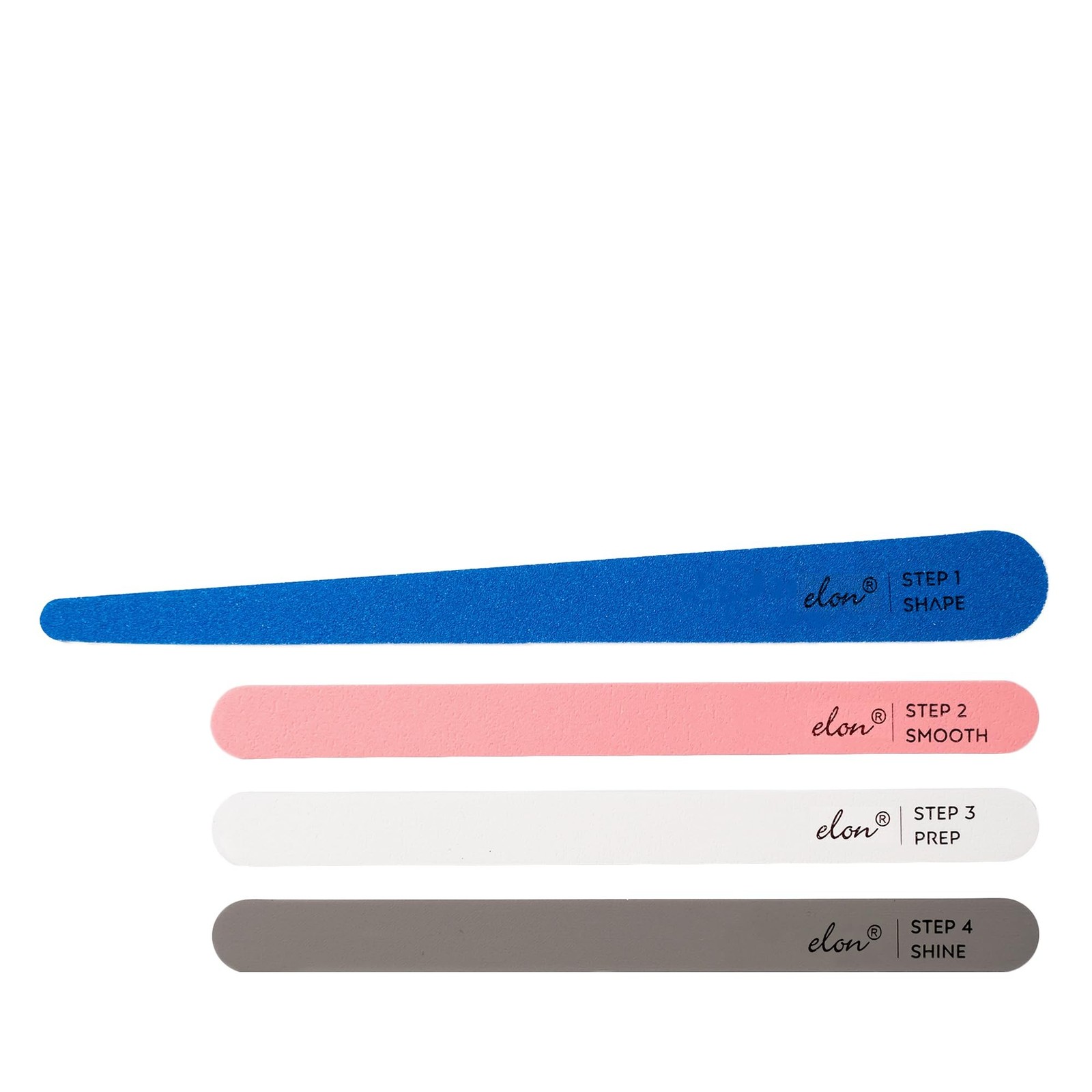 Elon Professional Nail File Set – 4 Step Fingernail Files and Buffers for