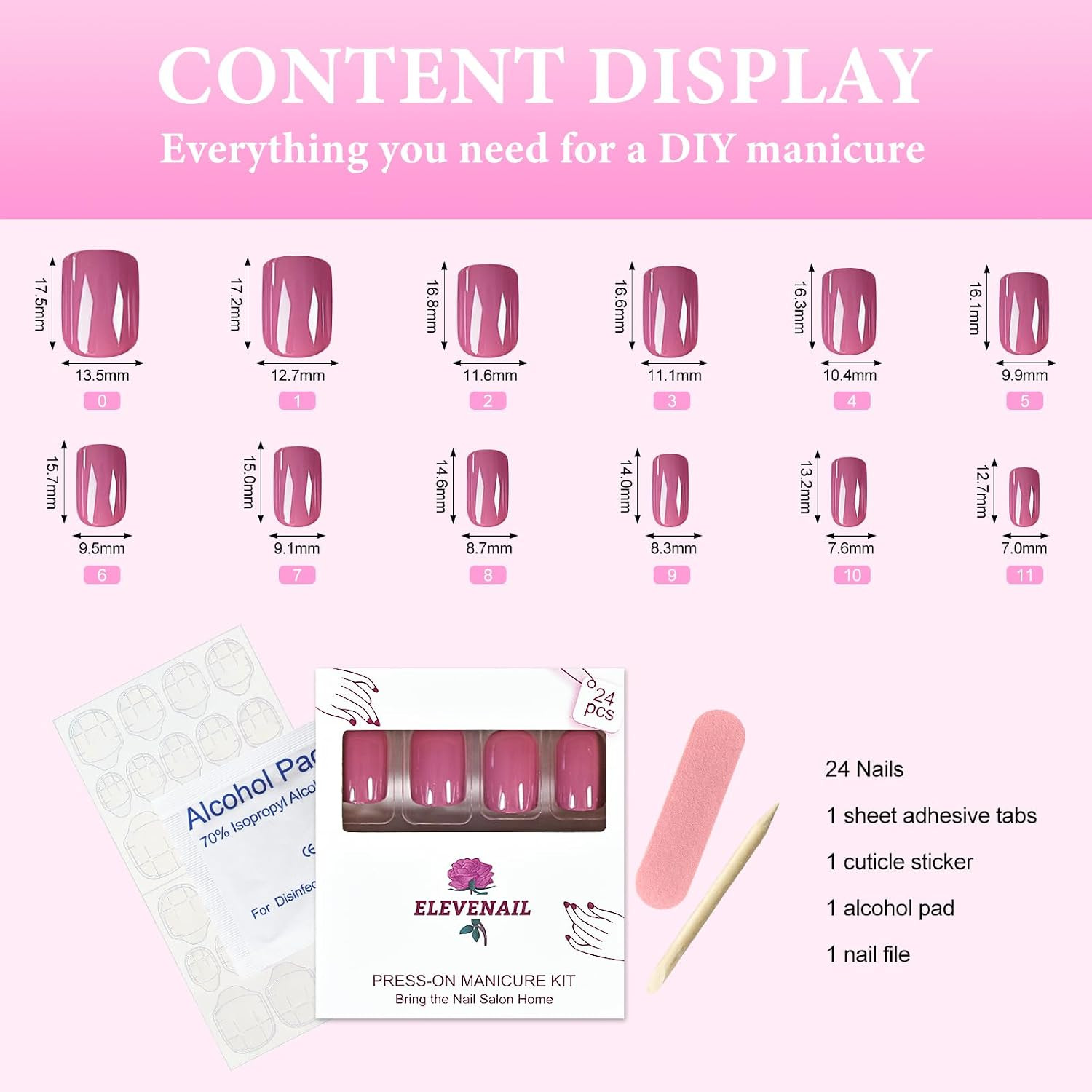 Daily Glossy Deep Purple Pink Red Press on False Nails Short Square Fake Fingern