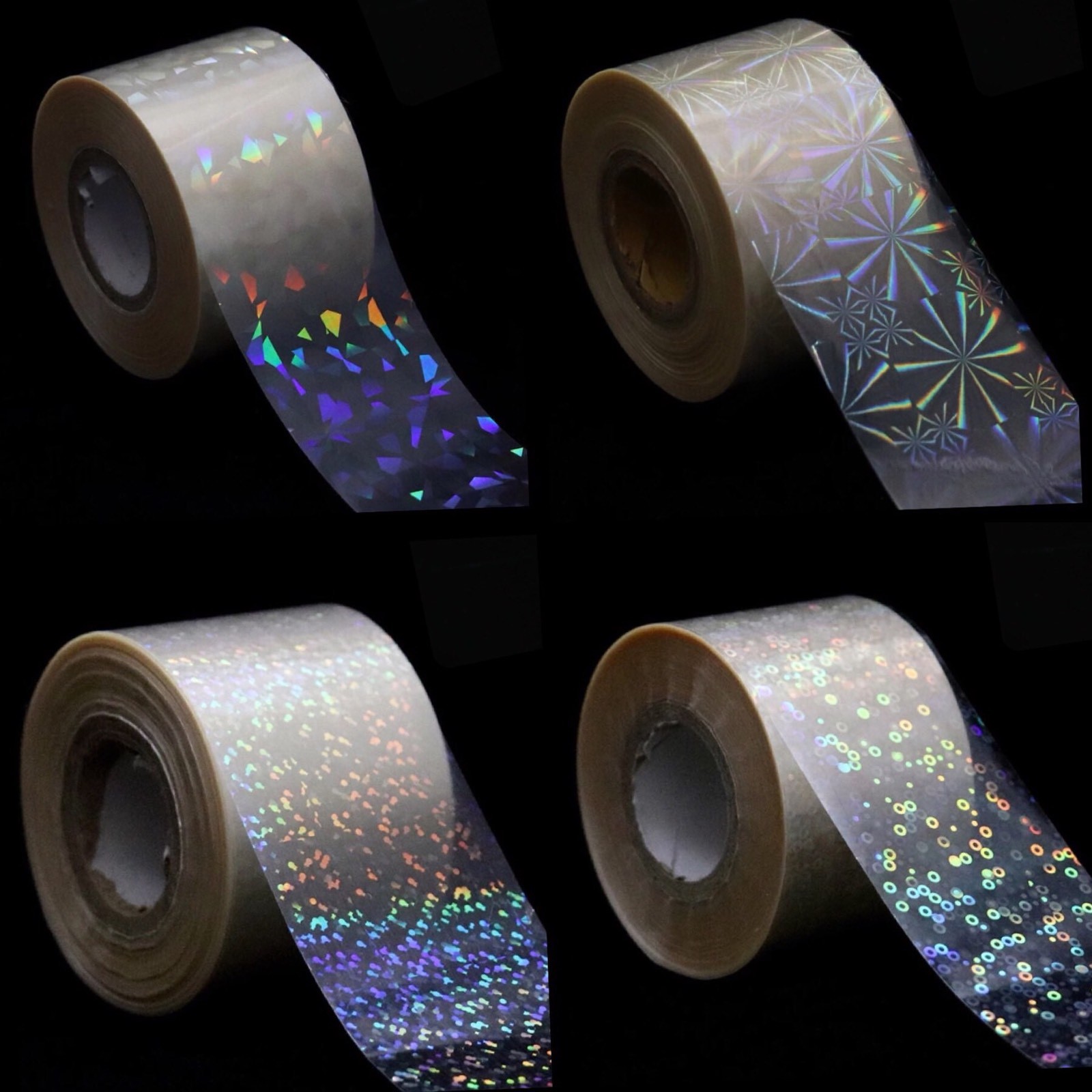 Transfer Foil Holographic Nails Wraps Transparent Stickers Shiny Nail 4pc x 20cm