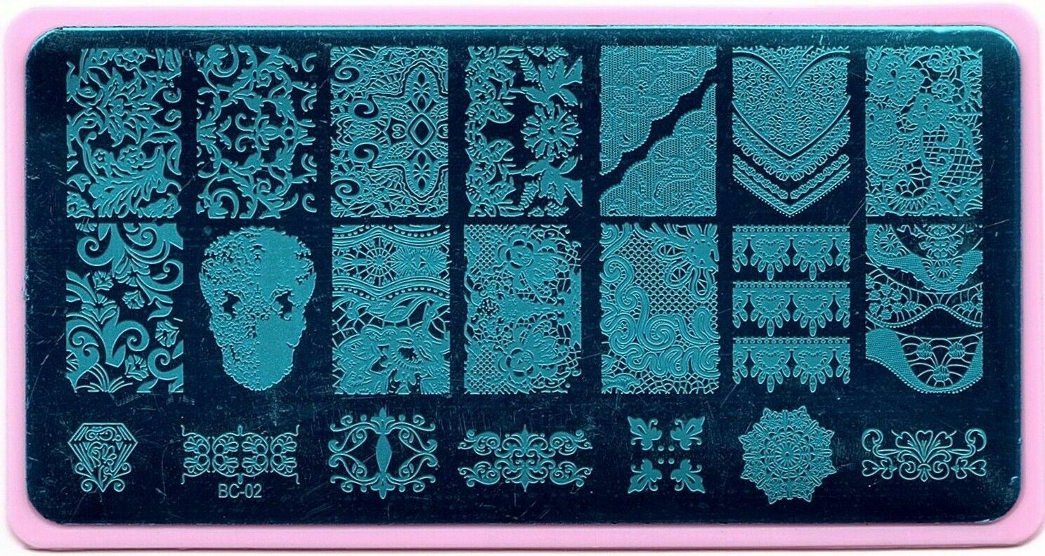 Nail Art Different Designs Stamping Image Plates with Pink Holder BC01 to BC05