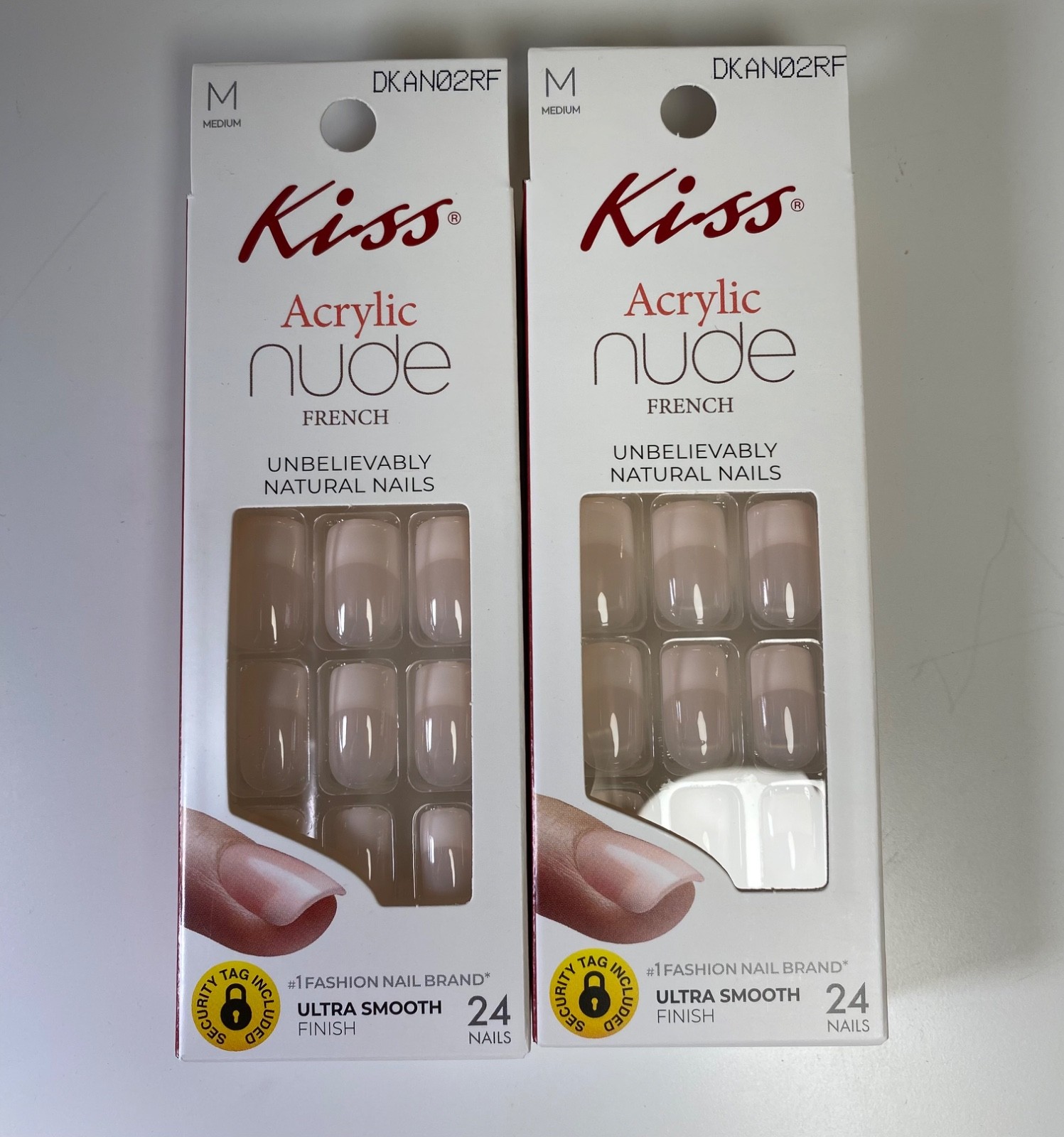 Kiss Acryic Nude French Unbelievably Natural Nails You always 24 Nails -Set Of 2