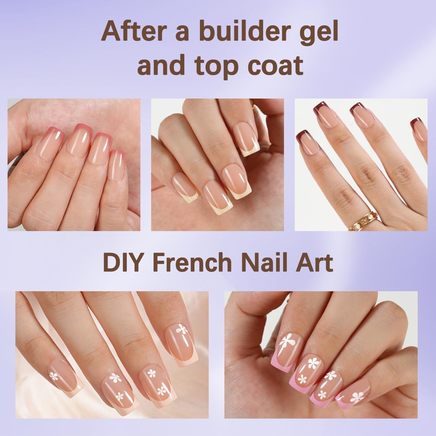 French Tip Press On Nails Kit 160pcs Short Square Gel Fake Nails DIY Manicure