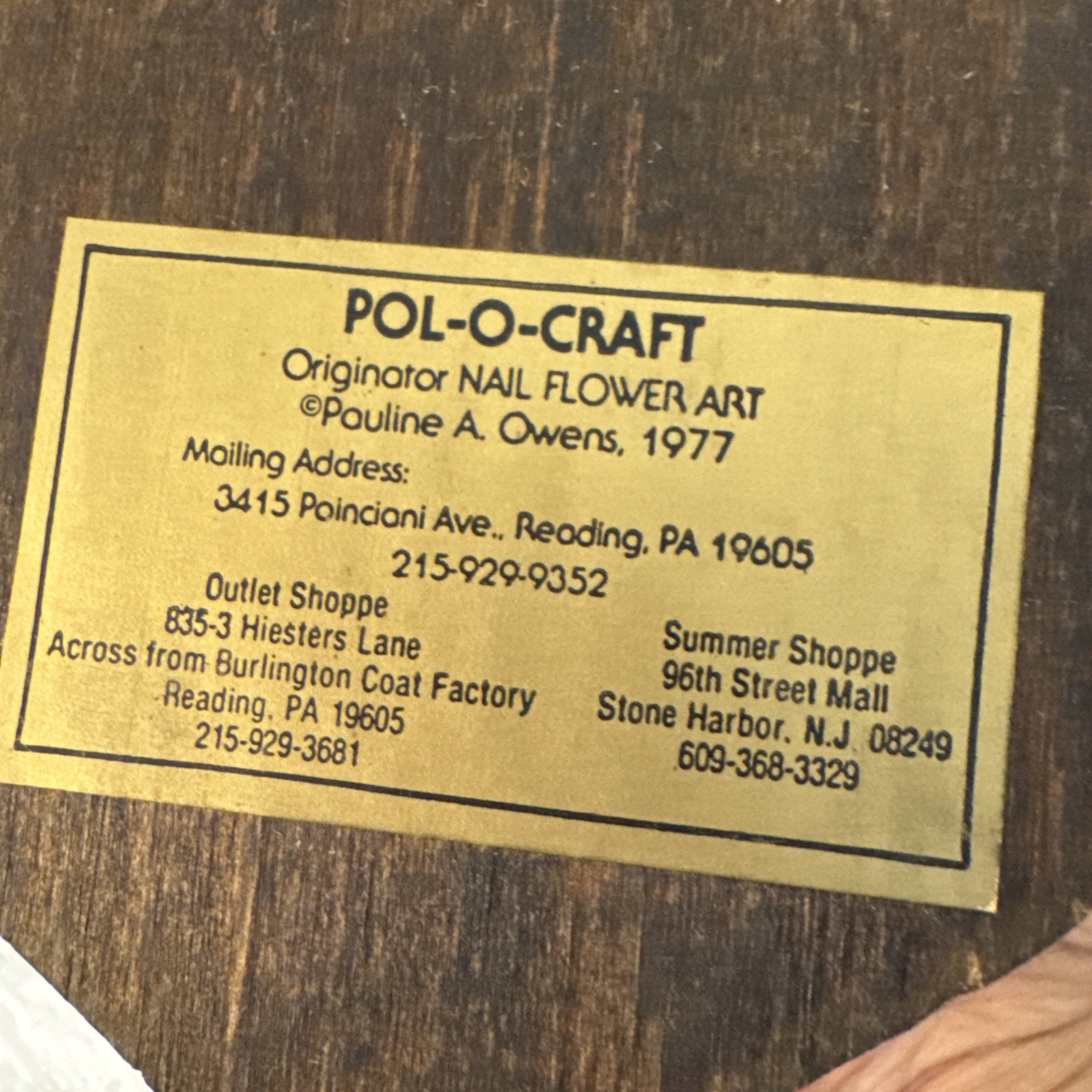 VINTAGE 1977 POL-O-CRAFT PAULINE OWENS ORIGINAL NAIL FLOWER ART BOUQUET PLAQUE