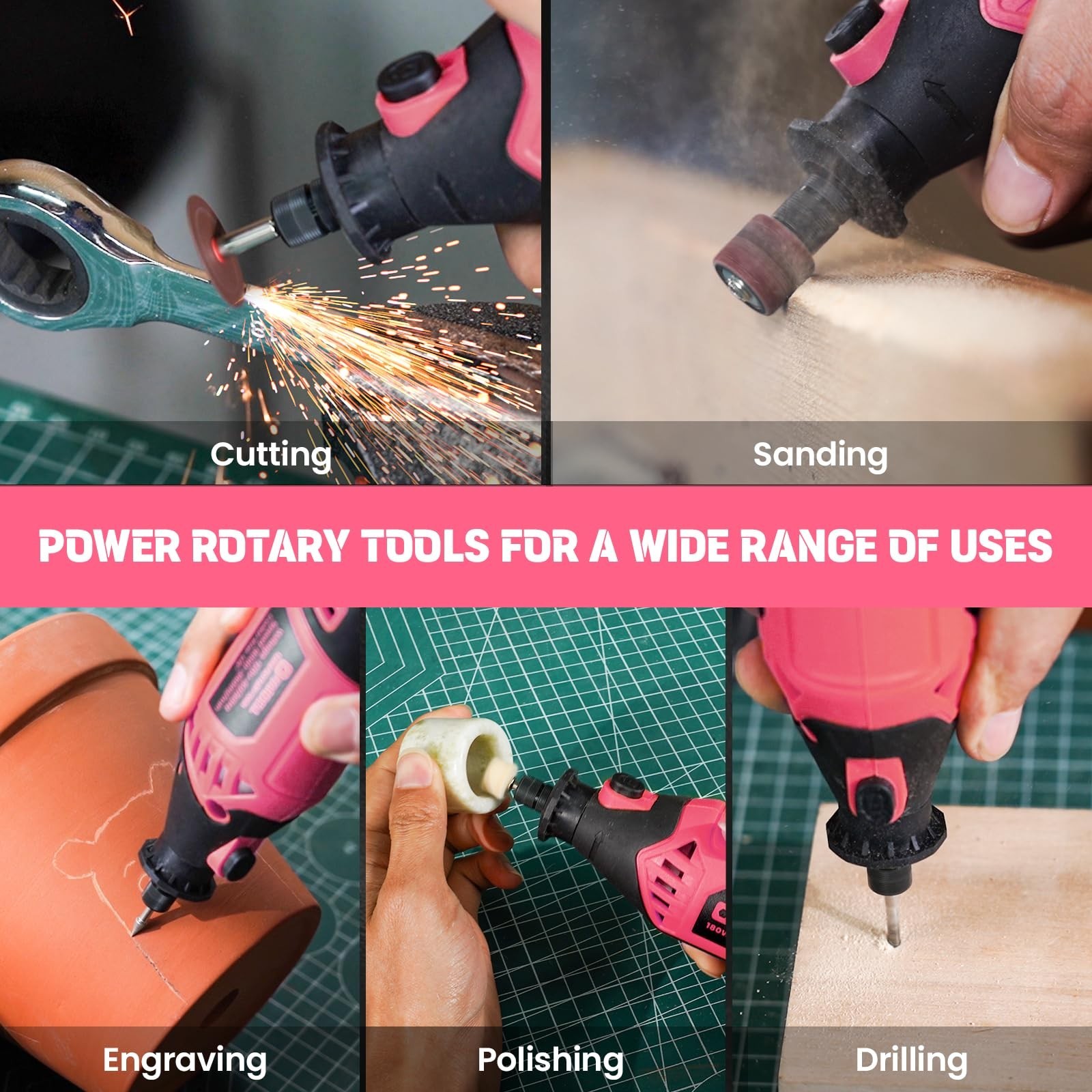 HARDELL Rotary Tool Kit – 180W Corded Power Rotary Tool 6 Variable … Fast Ship