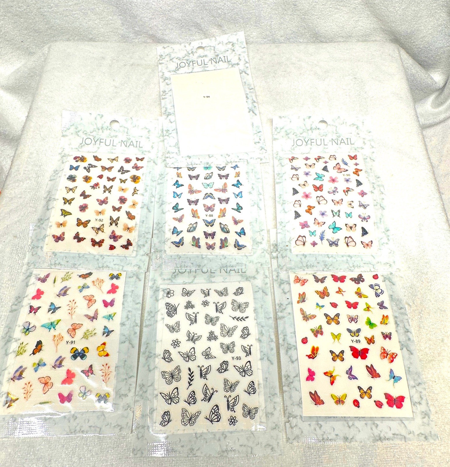 Lot of 6 Joyful Nail Butterfly Nail Stickers Mixed Designs Art Decal New In Pack