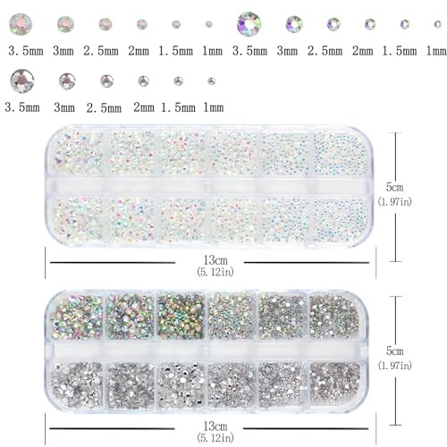 Transparent AB Nail Art Rhinestones Flatback Nail Charms Mixed Size 05-Colorful