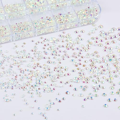 Transparent AB Nail Art Rhinestones Flatback Nail Charms Mixed Size 05-Colorful