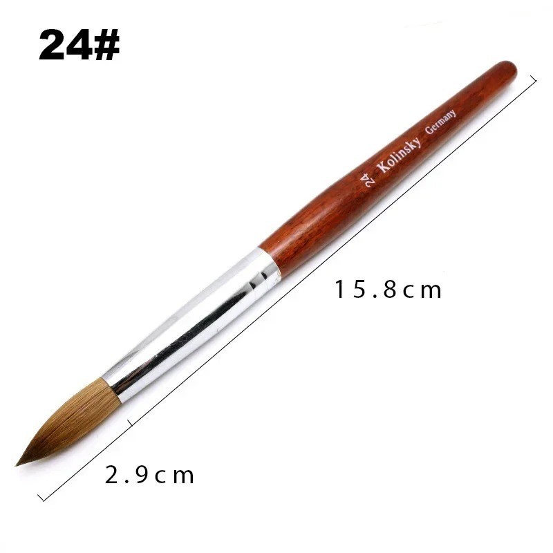 Acrylic Nail Brush Kolinsky Sable Hair Liquid Powder Crystal Pink Metal Handle